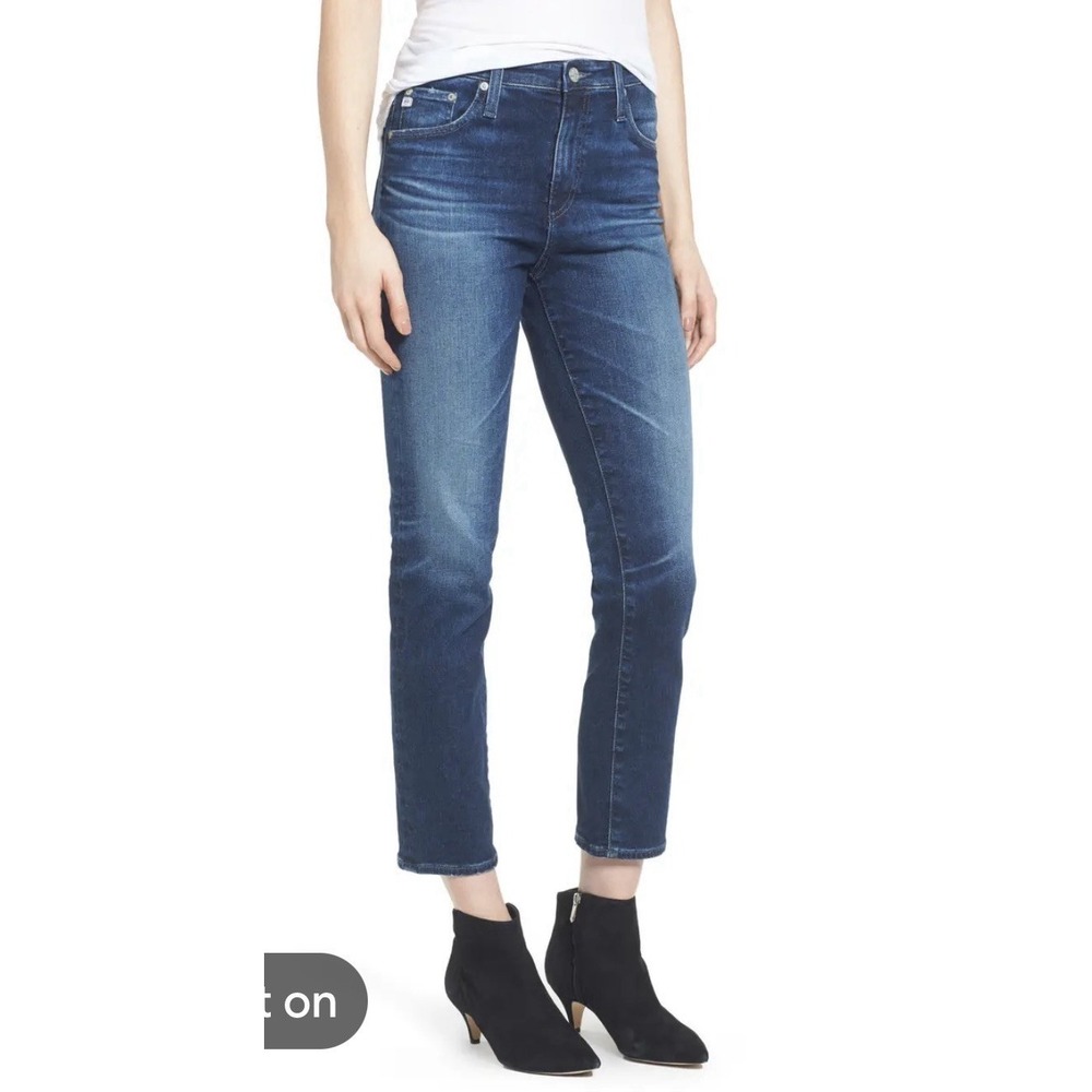 AG Adriano Goldschmied The Isabelle High Rise Straight Denim Jeans 27R Preppy